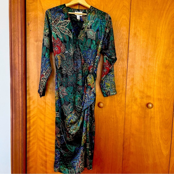 Virgo II Vintage Paisley Wrap Dress Old Money Art Deco - Picture 1 of 10